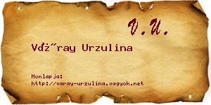 Váray Urzulina névjegykártya